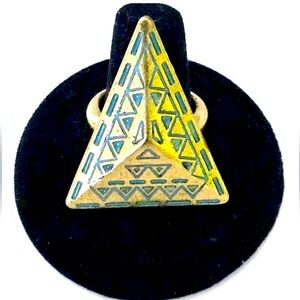 Bronze Tribal Pyramid Geometrical ring.